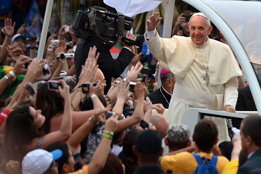 L&rsquo;arrivée du pape François à Rio de Janeiro