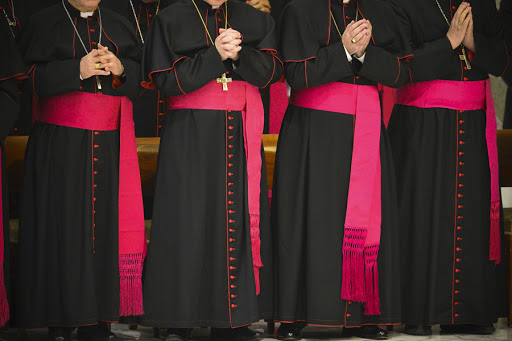 Bishops pray during the pontif&rsquo;s weekly general audience on January 9, 2013 at the Paul VI hall at the Vatican. &#8211; fr
