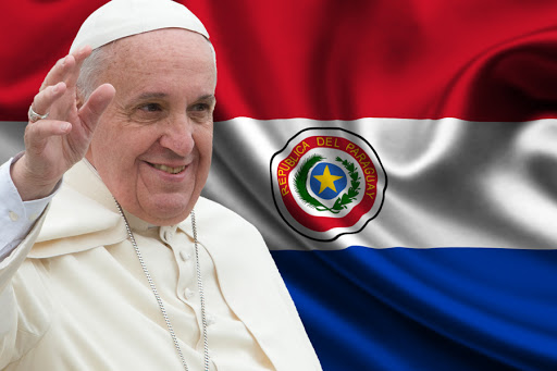 Pope Francis and Paraguay Flag 01 &#8211; fr