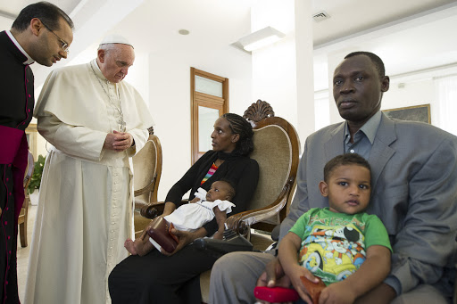 Pope Francis with Meriam and family &#8211; fr
