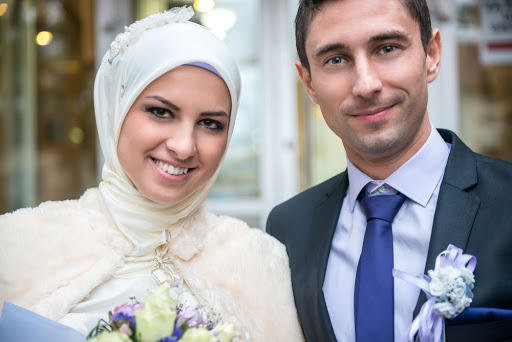 Smiling young islamic couple portrait