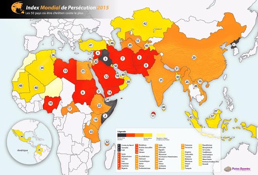 Carte Index Mondial de Persécution 2015