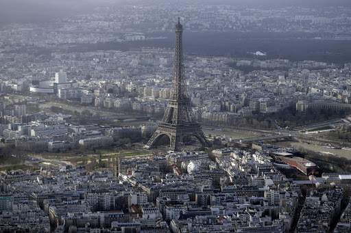 The Eiffel Tower in Paris. At least five drones were spotted flying over central Paris landmarks during the night