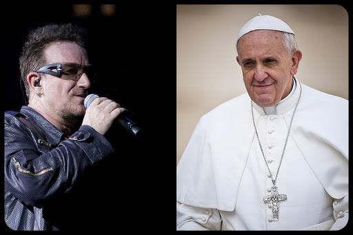 Pope Francis © Marcin Mazur &#8211; CC &amp; Bono &#8211; U2 &#8211; © Federico Eduardo Ratier-CC &#8211; fr
