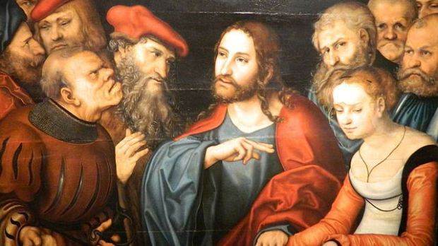 Lucas Cranach le Jeune &#8211; Le Christ et la femme adultère