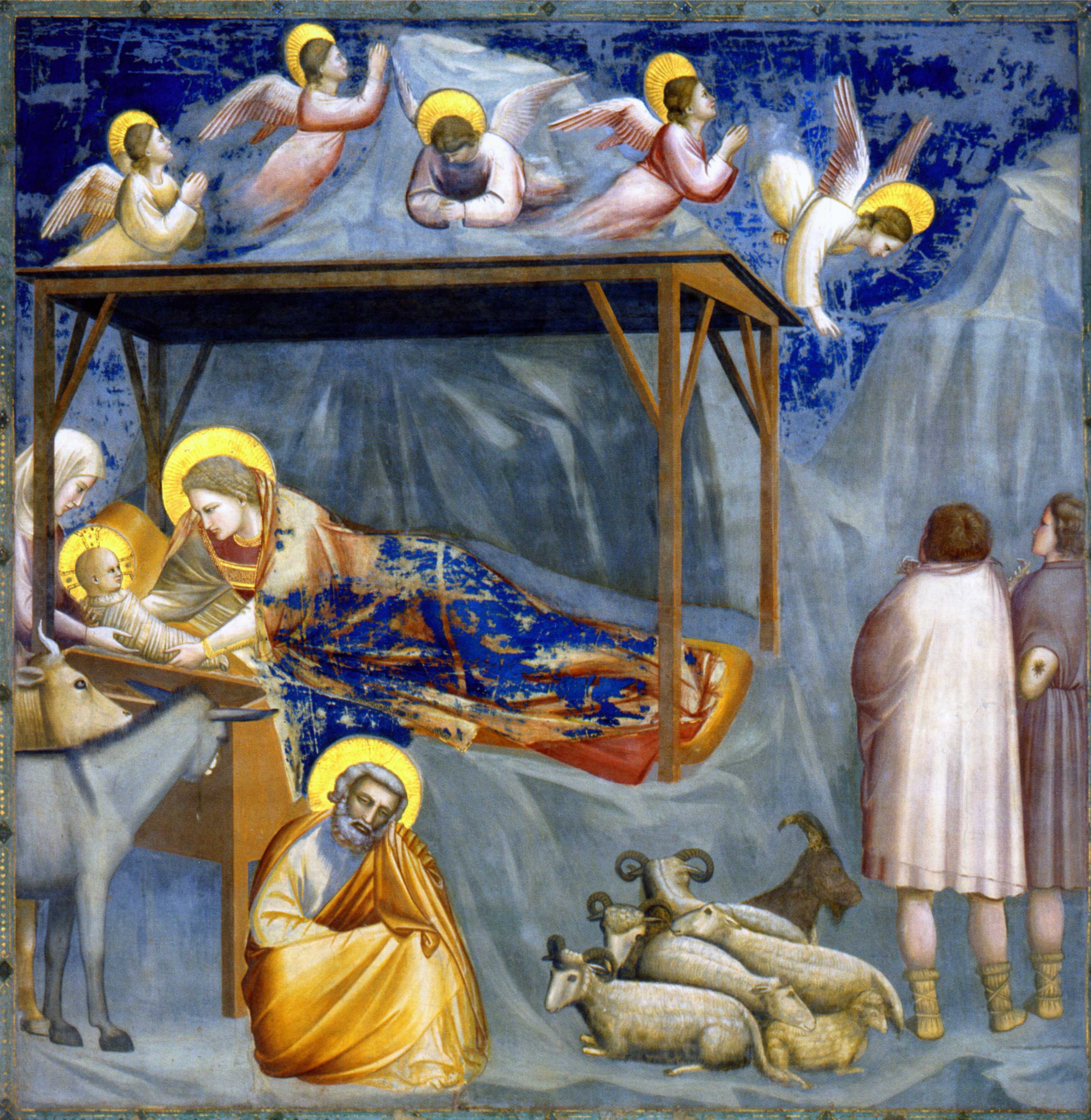 Giotto di Bondone (1267-1337), Nativité, 1304-1306, fresque, 200 x 185 cm, Padoue, chapelle Scrovegni