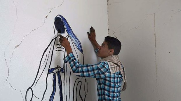 WEB SYRIA BOY DRAWING VIRGIN MARY © AsiaNews.it