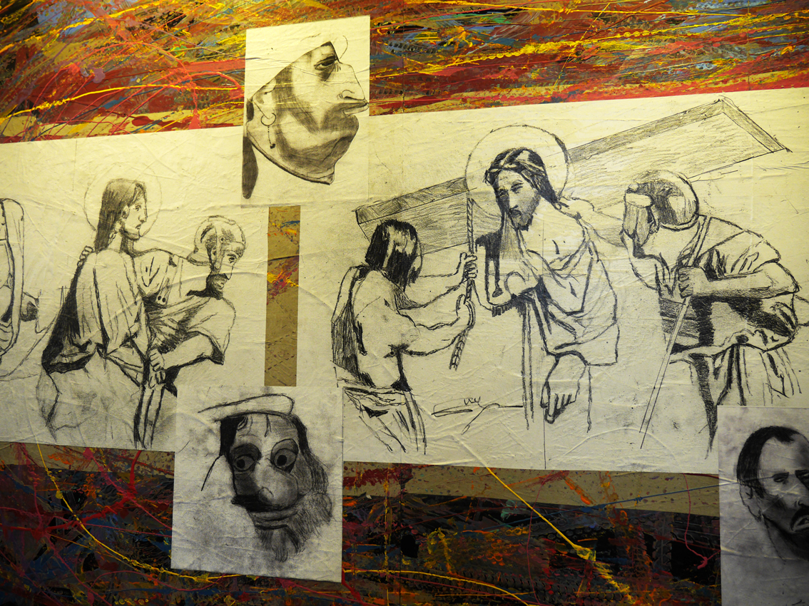 10ème station : Jésus est dépouillé de ses vêtements, 11ème station : Jésus est attaché à la croix © Fanny Magdelaine