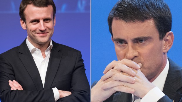 Emmanuel Macron (L) &#8211; Manuel Valls (R)