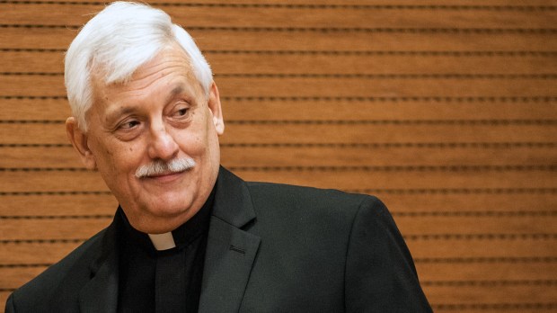 October 18 2016 : New general of the Society of Jesus, Father Arturo Sosa, gives a press conference at the General Curia of the Society of Jesus, in Rome.