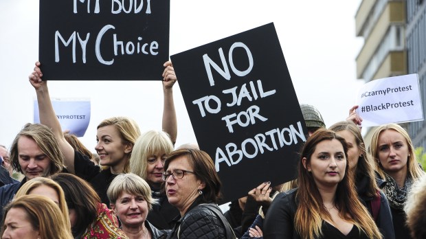 Protest against effort to criminalize abortion in Poland