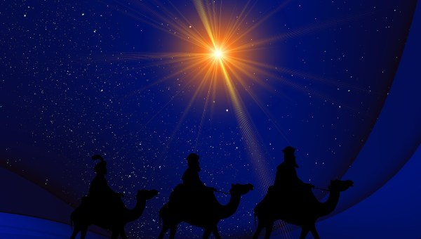 Gaspard, Melchior et Balthazar, sont venus d'Orient pour saluer l'Enfant-Jésus.