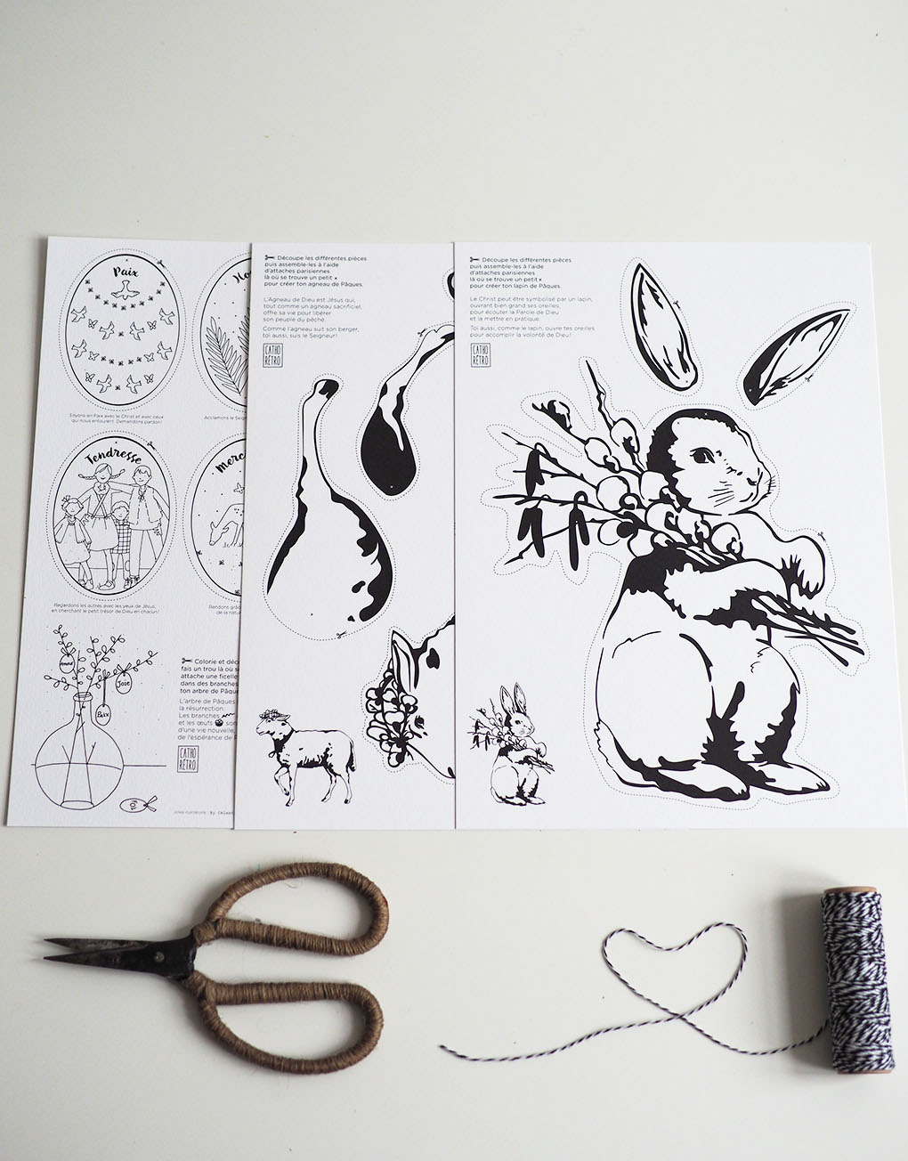 Découpage et coloriage de lapin pour Pâques