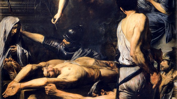Saint Martinien, et son ami Processus, ont été condamnés pour avoir été complices de la fuite de saint Pierre et saint Paul, alors qu’ils étaient leurs geôliers. Ils ont le visage meurtri, subissent le chevalet, le fouet, la bastonnade, le feu et les scorpions avant d’être décapités. © Valentin de Boulogne (1591–1632) est un artiste français, considéré comme le plus brillant des peintres à la suite de Caravage. Il reçut de prestigieuses commandes, de certains papes mais également de Louis XIV ou de Mazarin. / Pinacoteca Vaticana