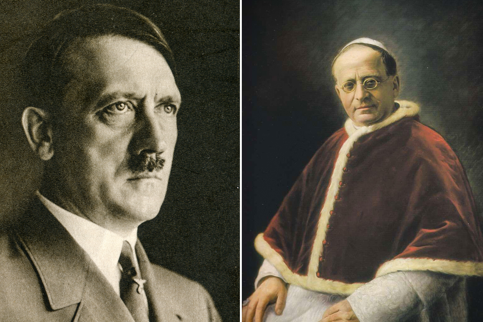 Pope Pius XII &amp; Adolf Hitler ( Pope Pius XI Public Domain &#8211; Adolf Hitler © Elzbieta Sekowska &#8211; Shutterstock