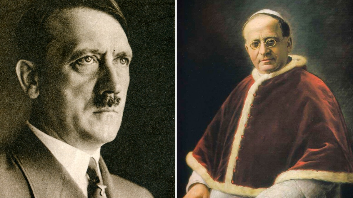 Pope Pius XII & Adolf Hitler ( Pope Pius XI Public Domain – Adolf Hitler © Elzbieta Sekowska – Shutterstock
