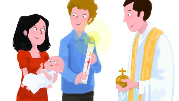 Parrain et marraine lors d'un baptême