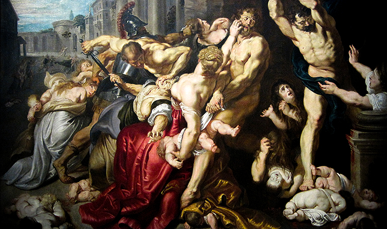 « Le Massacre des Innocents », huile sur bois (Hauteur. 142 cm