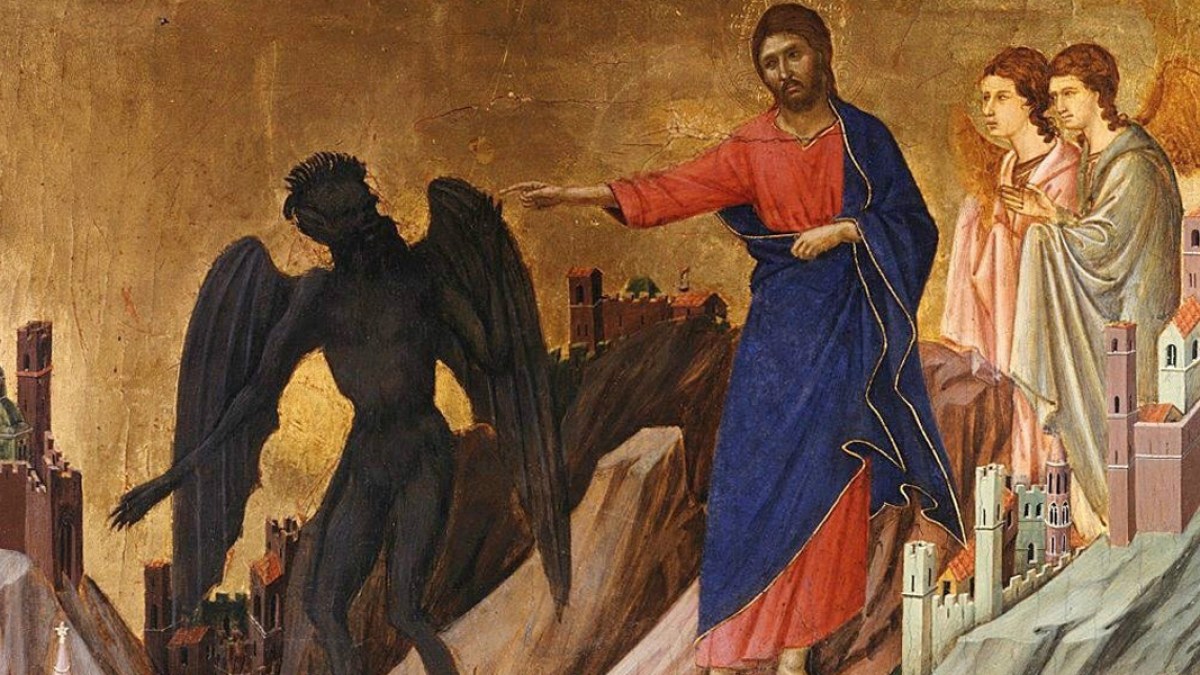 WEB3 DUCCIO THE TEMPTATION ON THE MOUNT JESUS DEVIL PAGANISM Duccio di Buoninsegna PD