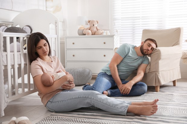 tired parents baby