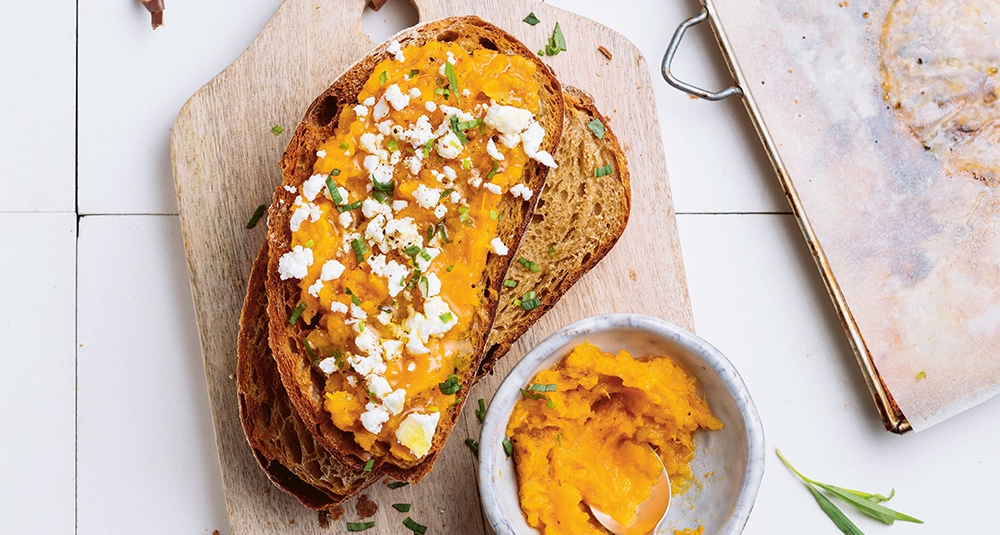 Tartine de potiron, feta et estragon