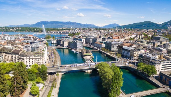 Aerial view of Leman lake