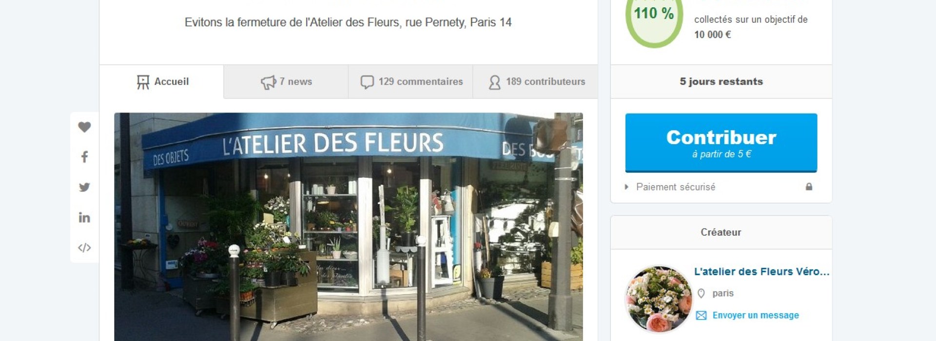 Encore cinq jours pour atteindre 15 000 euros.