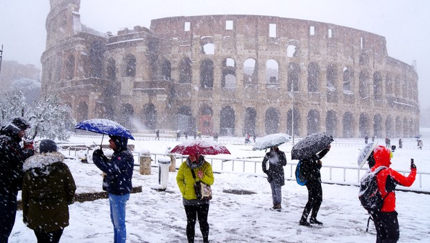 Colosseum snow Rome