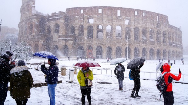 Colosseum snow Rome