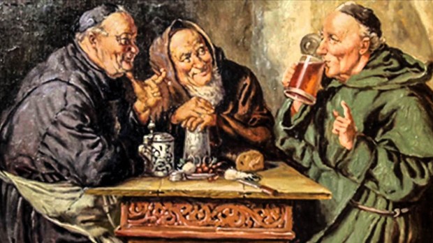 MONKS DRINKING BEER