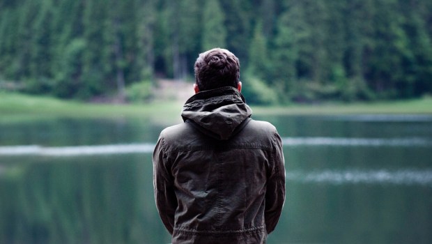 MAN,ALONE,LAKE