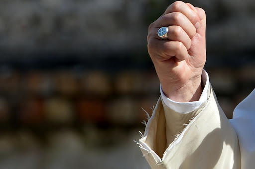 A detail of Pope Francis&rsquo; cassock &#8211; AFP &#8211; en