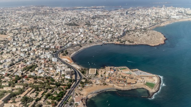 Vue aérienne de la ville de Dakar, Sénégal.