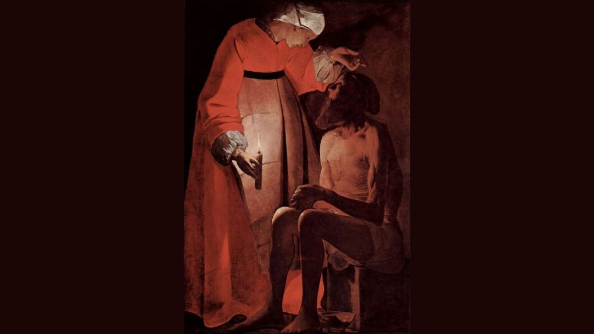 Job raillé par sa femme par Georges de La Tour
