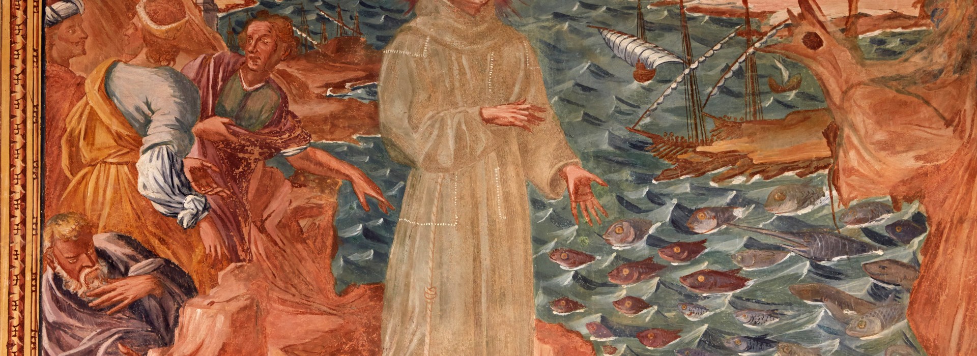 ST FRANCIS, Fresco in the cloister of Santa Caterina's basilica, Galatina, painted by Br. Joseph of Gravina in 1696. St Francis of Assisi.