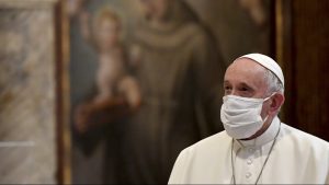 pope francis with a mask