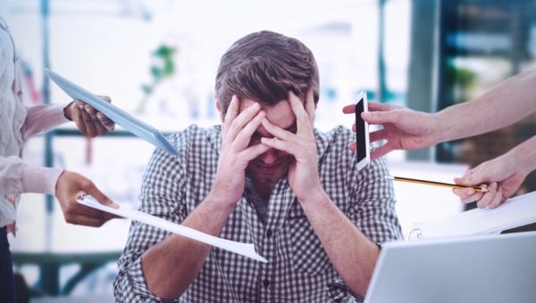 Burn out tired man work