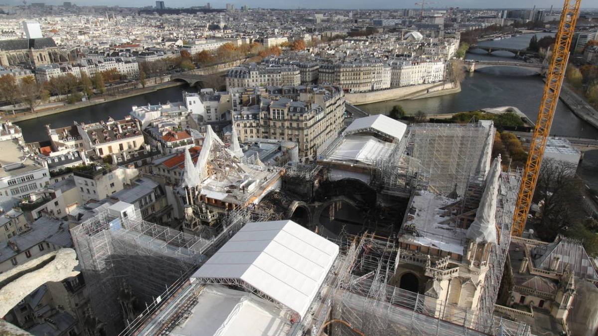 vue aérienne de notre dame de paris