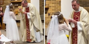 Insolite : cette petite fille avait très très envie de communier !