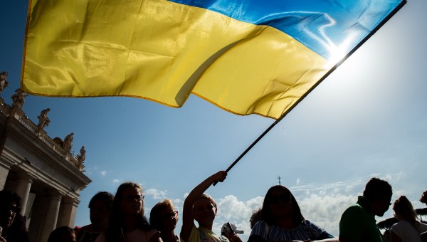 Ukrainian girl during Pope Francis general Audience