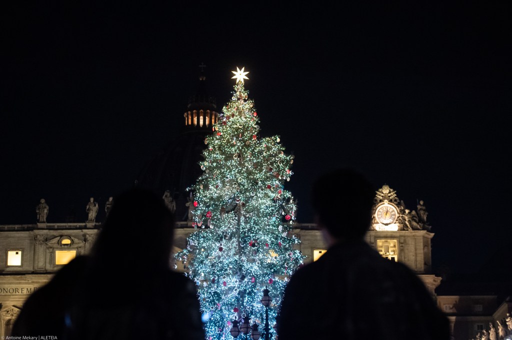 Lighten up Christmas Tree and Nativity Scene at St. Peter's Square in the Vatican.