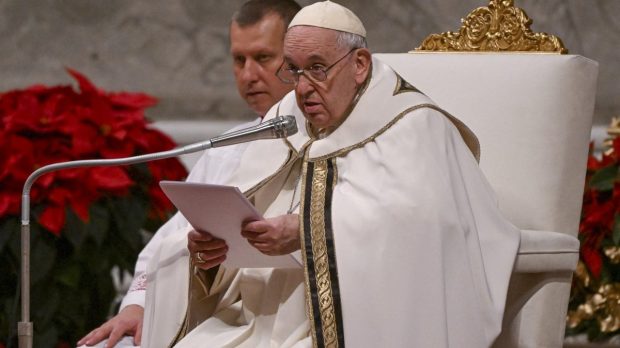 Pope Francis attends the Christmas Eve mass-AFP