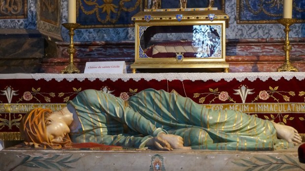 Colorful statue St. Cecilia
