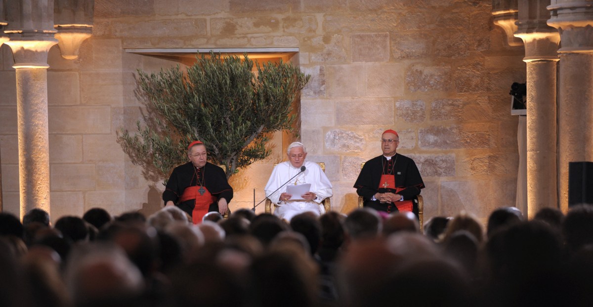 Benoît XVI au au collège des Bernardins, le vendredi 12 septembre 2008.
