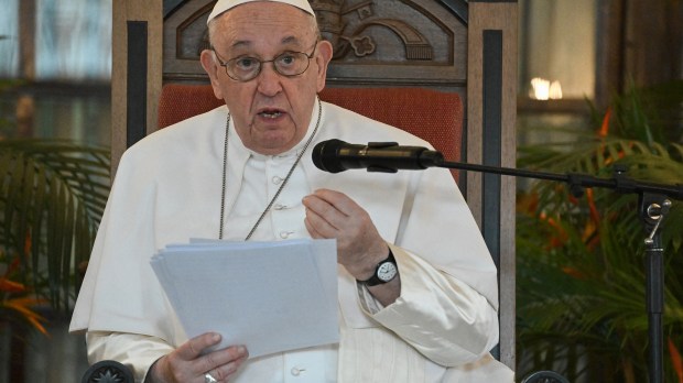 Pope-Francis-speaks-as-he-meets-with-victims-of-the-conflict-in-eastern-Democratic-Republic-of-Congo-at-the-Apostolic-Nunciature-in-Kinshasa-AFP