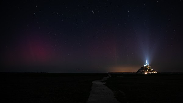 Mont Saint-Michel, France, Normandie, Aurores Boréales