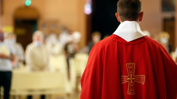 mass priest red Pentecost