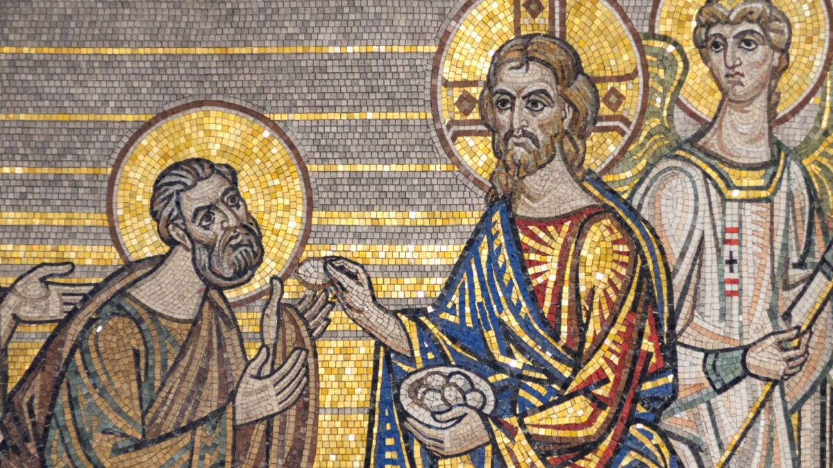 Chrystus rozdaje komunię apostołom