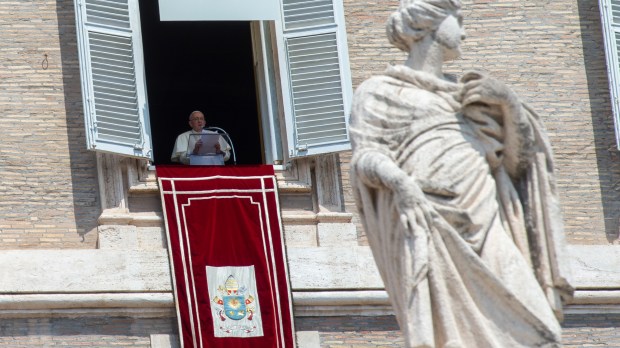 During Pope Francis Angelus prayer