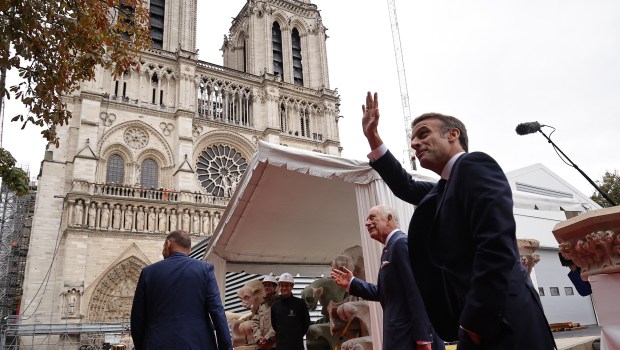 French-President-Emmanuel-Macron-and-Britains-King-Charles-III-visit-to-the-Notre-Dame-de-Paris-Cathedral-AFP
